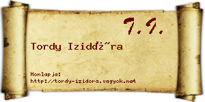 Tordy Izidóra névjegykártya